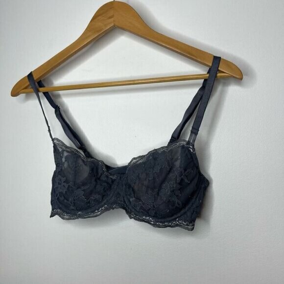 Victoria's Secret Women's Dream Angels Semi Sheer Lace Bra Gray Size 34D/D75 - Picture 2 of 11